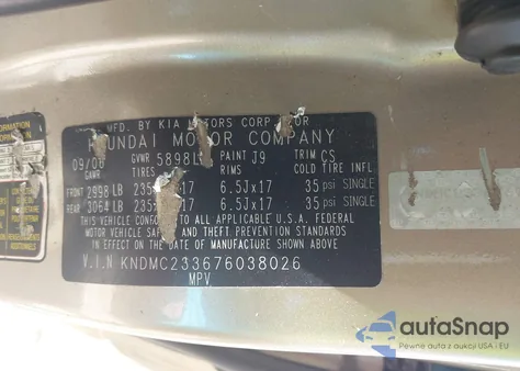 2007 Hyundai Entourage Gls/Limited/Se z USA, uszkodzony, nr VIN KNDMC233676038026